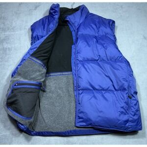 VINTAGE GAP Puffer Vest Mens XL Blue Fleece Lined Full Zip Down Inner Pockets